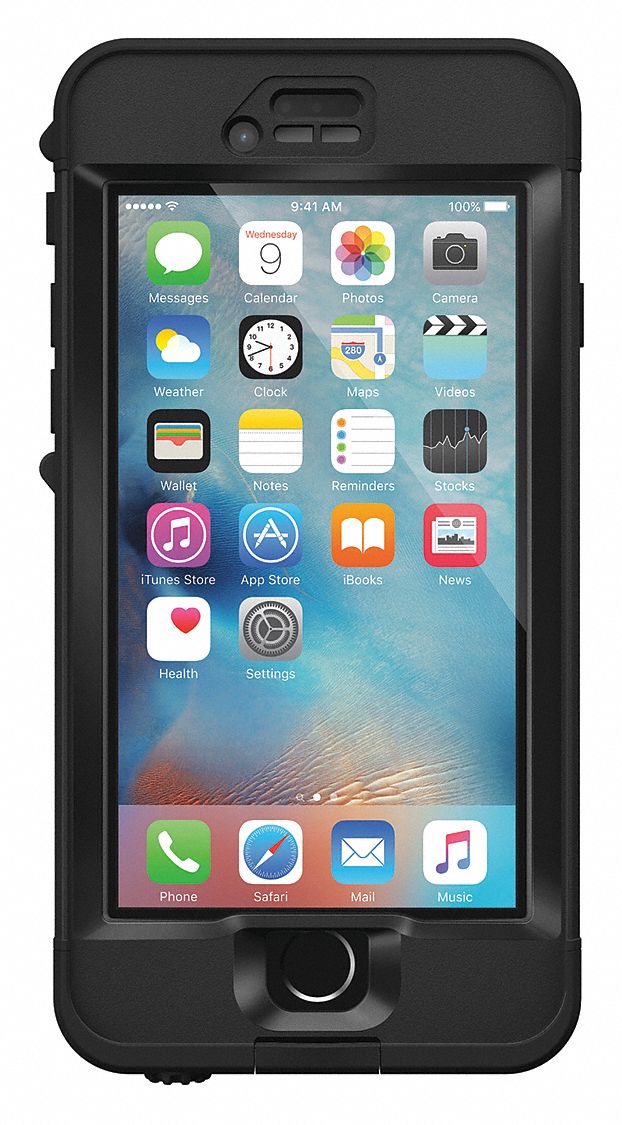 LIFEPROOF Cell Phone Case, Fits Brand Apple, Black, Polycarbonate