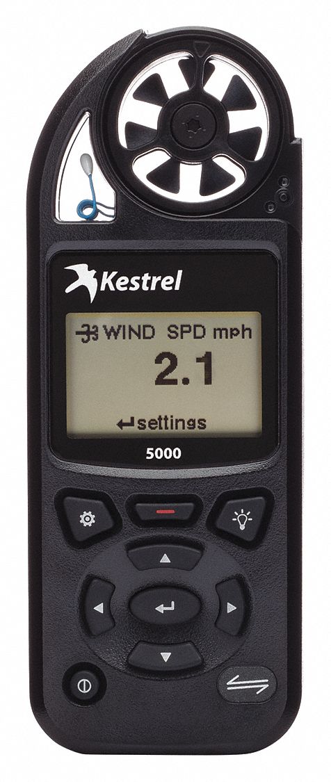 Environmental Meter: 5000, Black – Non-Bluetooth, IP67/NEMA 6, 0.4 to 89 mph, -20° to 158°F