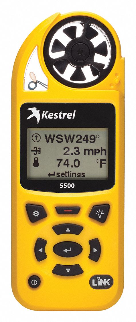 Weather Meter: 5500, Yellow – With Bluetooth LiNK & Vane-Mount, IP67, 0.4 to 89 mph