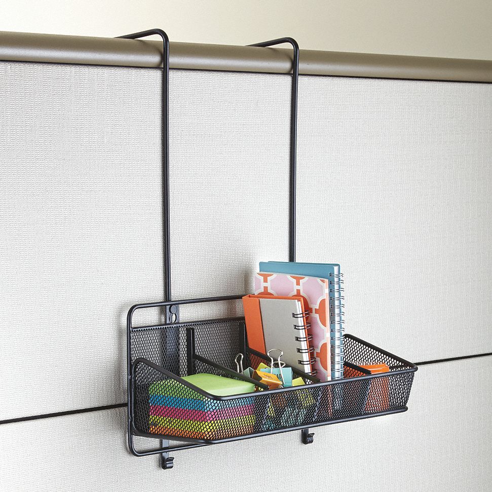 13 1/4 in x 5 in x 6 in Steel Wall File Organizer, Black - Grainger