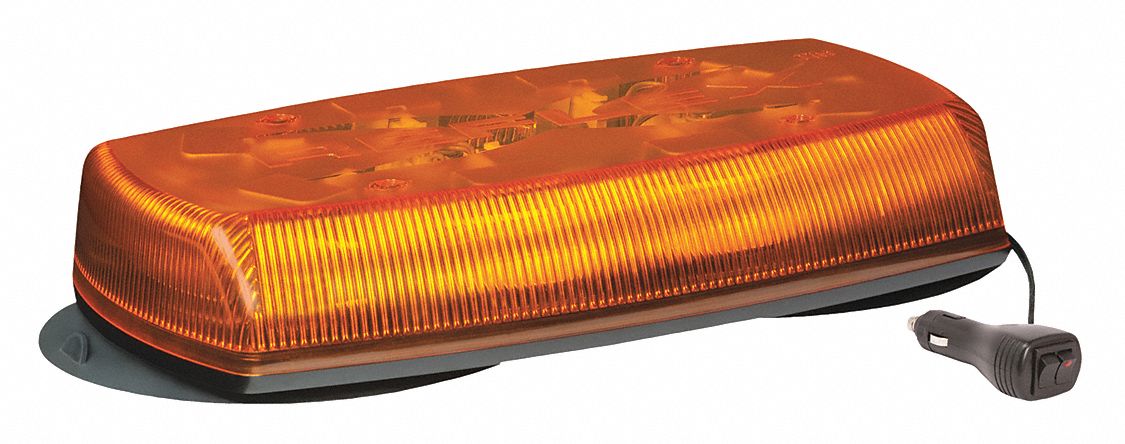 Amber Mini Light Bar, LED Lamp Type, Magnetic Mounting, Number of Heads: 8
