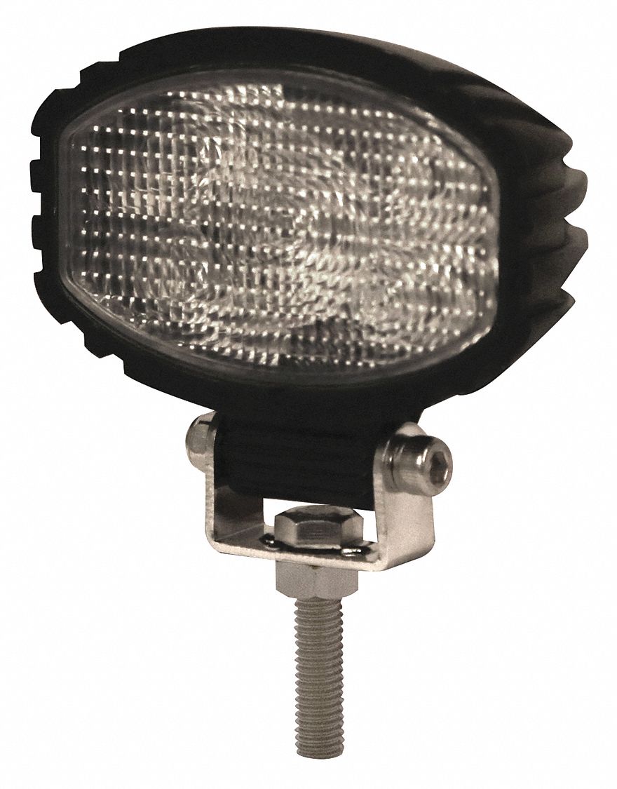 Vehicle Work Light: Oval, Flood, LED, Bolt, Pigtail, Universal, Surface Mount, Black, Permanent