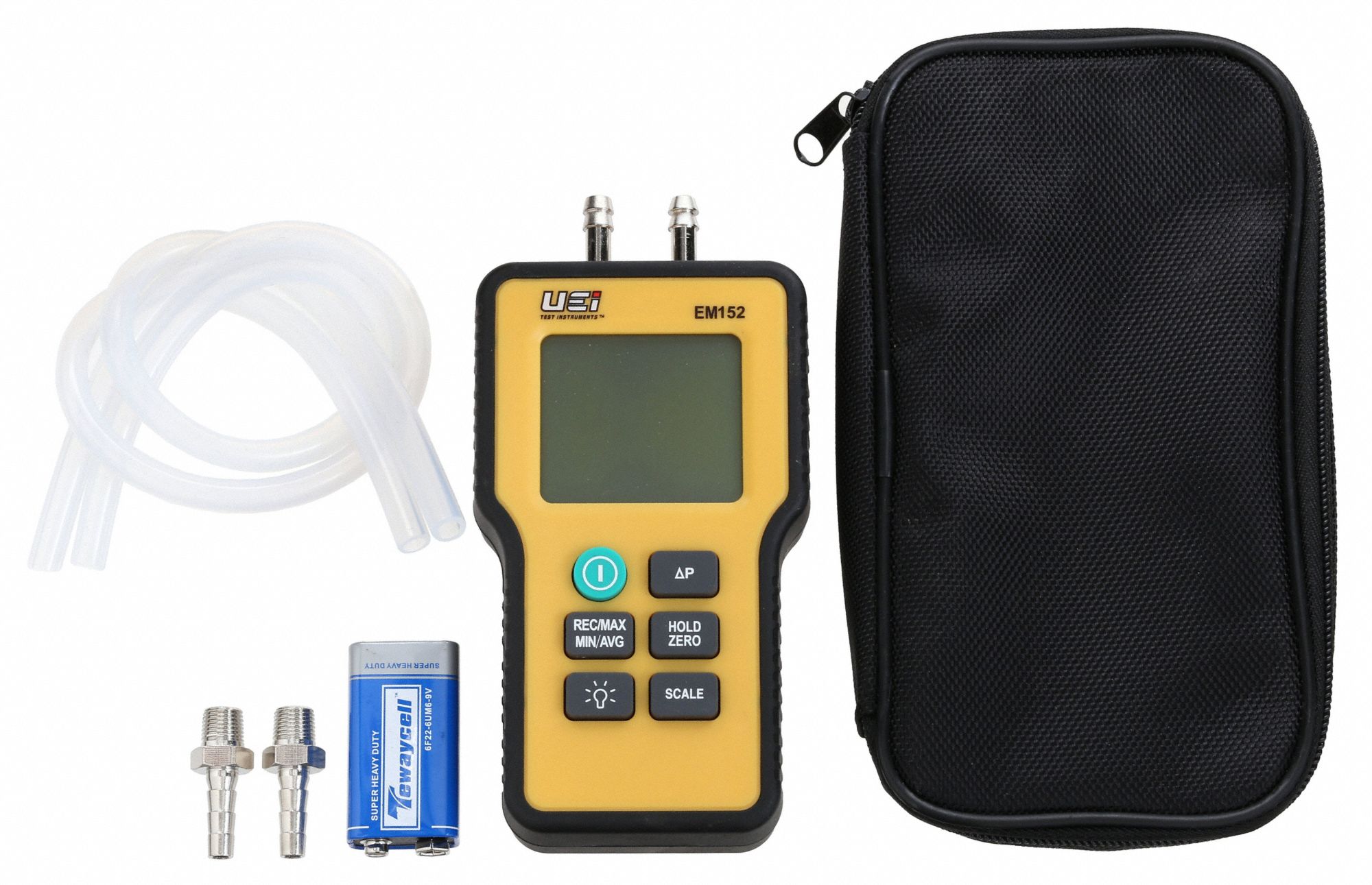 UEI TEST INSTRUMENTS Dual Differential Input Manometer, 9V 49KE06