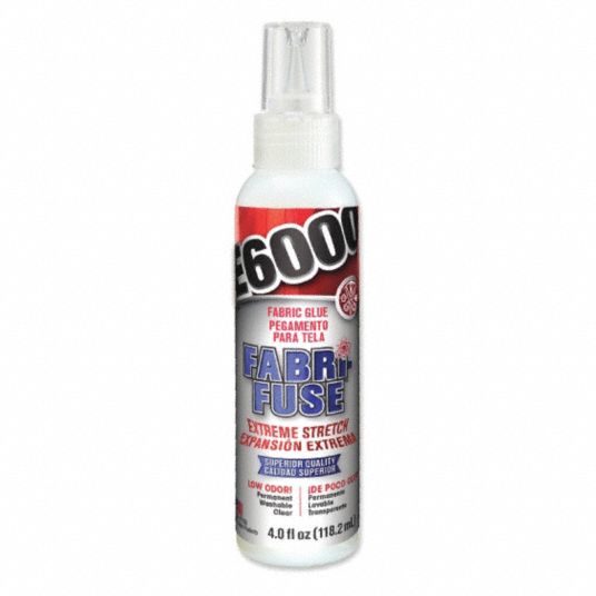 E6000 Fabric Glue, 4.0 oz Bottle, Clear, 1 EA 49LW96565004 Grainger