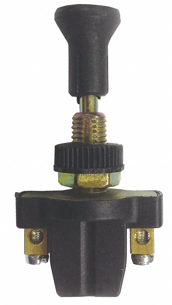 Automotive Switch: Push/Pull Switch, Screw Terminal, 2 Connections, On/Off, Black