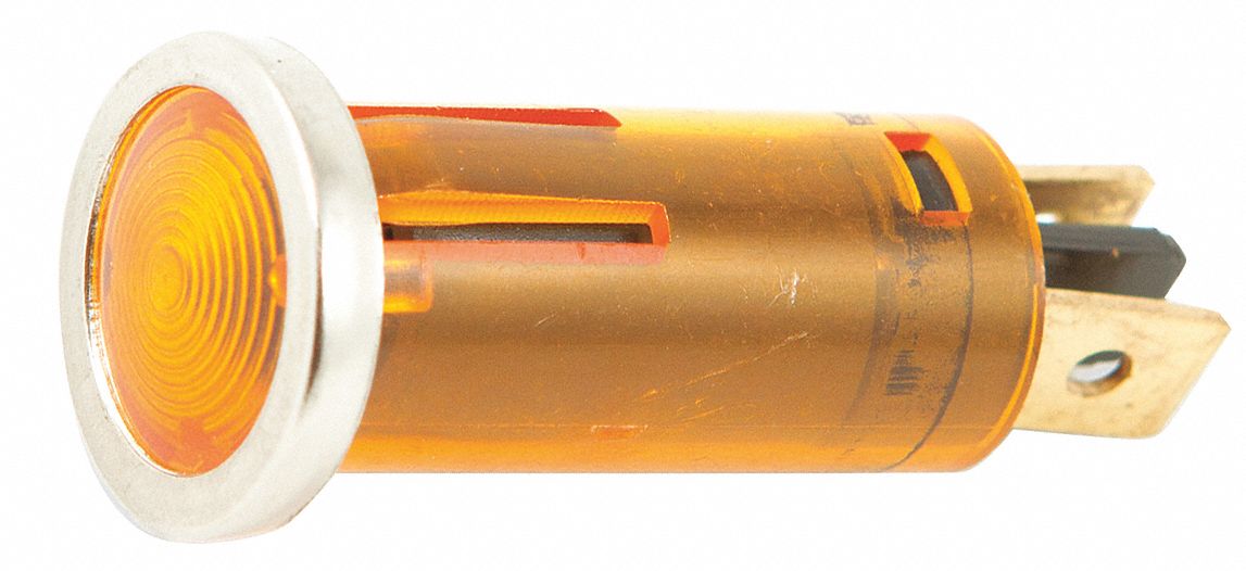 Stop/Turn/Tail Light: LED, Turn Signal Light, Amber, Round, 1/2 in Overall Dia