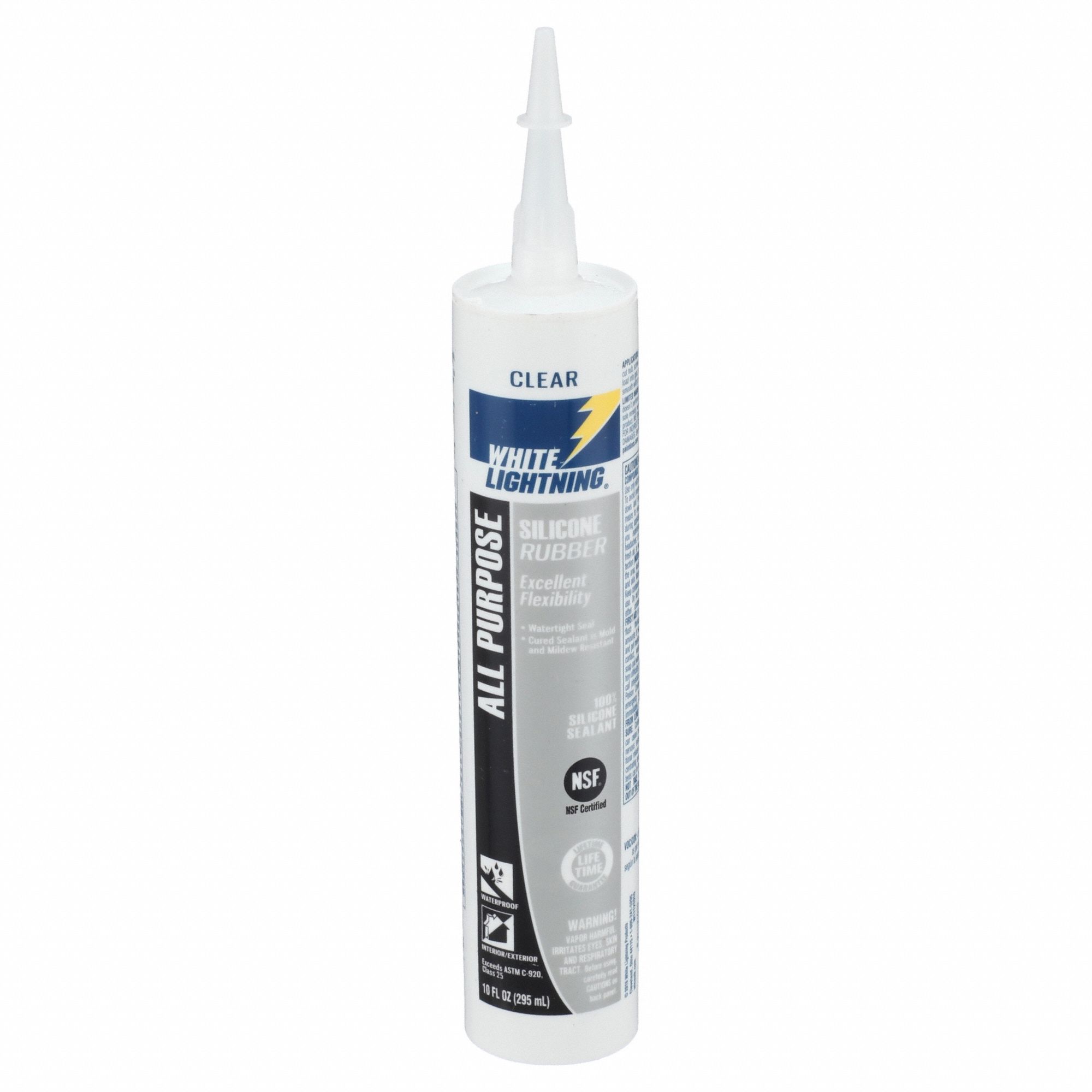 Silicone Sealant: Silicone Rubber, Clear, 10 oz, Cartridge