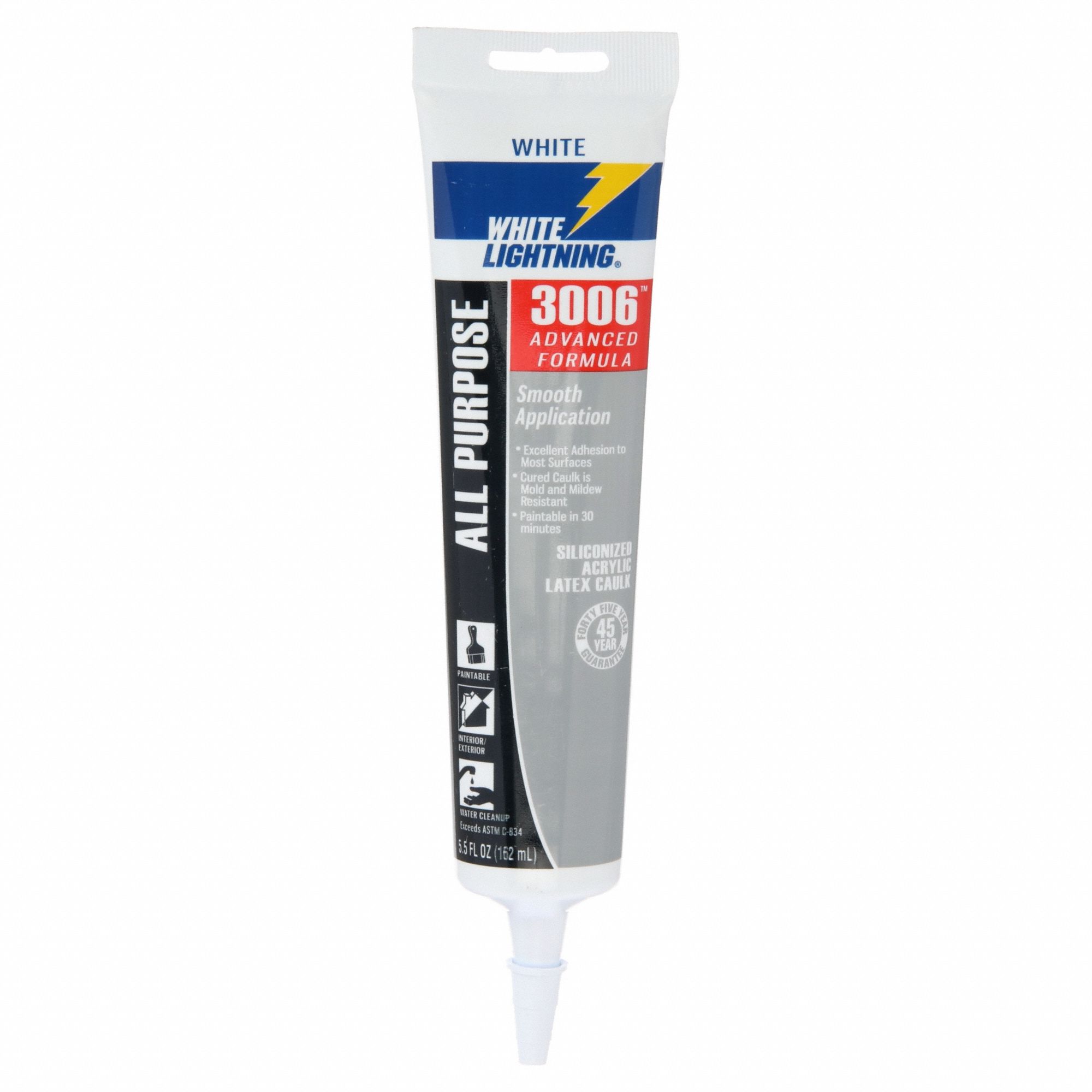 Hybrid Caulk: 3006, White, 6 oz Container Size, Cartridge