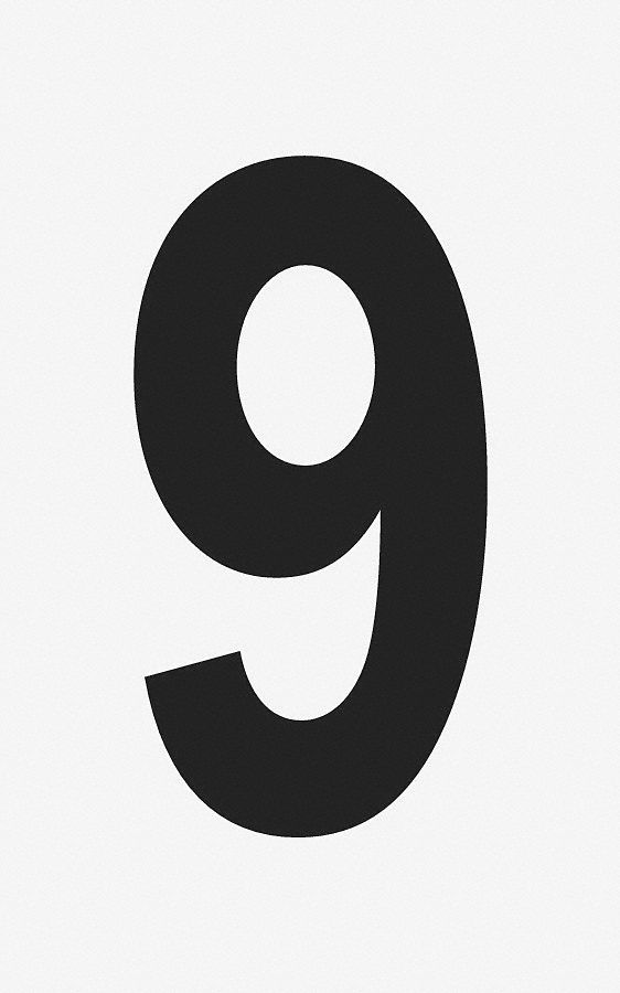 Number Label: 3 1/2 in Character Ht, Indoor/Outdoor, Non-Reflective, Black, 6 or 9, 50 Pieces, 50 PK