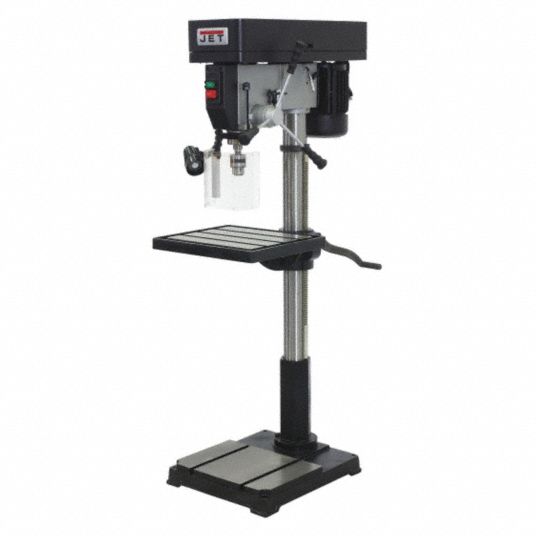 JET Floor Drill Press: Belt, Fixed, 175 RPM – 3,050 RPM, 115/230V AC  /Single-Phase, 21 7/8 in Swing