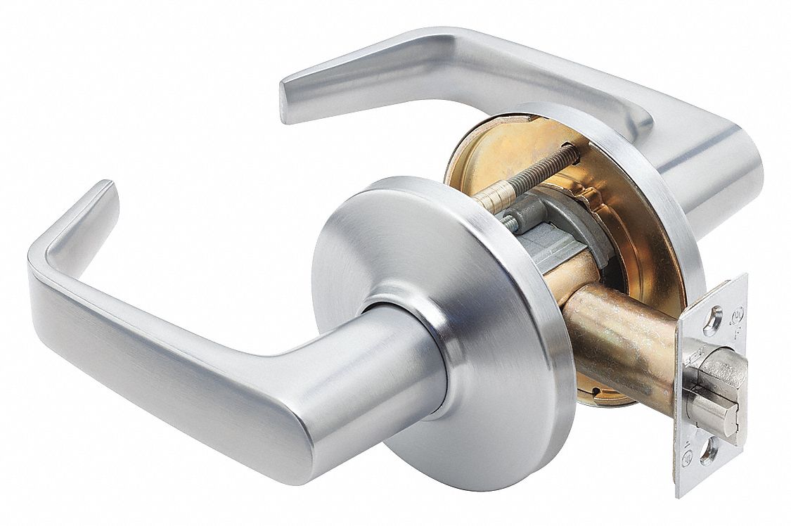 Door Lockset: Passage Lever Locksets, Chrome, ADA Compliant, LFIC