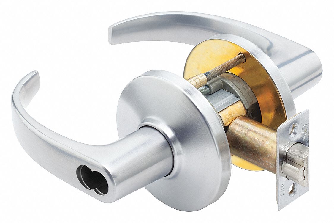 Door Lockset: Storeroom Lever Locksets, Chrome, ADA Compliant, LFIC