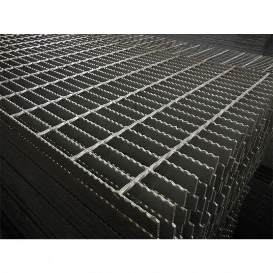 A1011 Carbon Steel Rectangular Grating: Serrated, Galvanized, 24 in x 6 ft  Nominal Size (WxL)