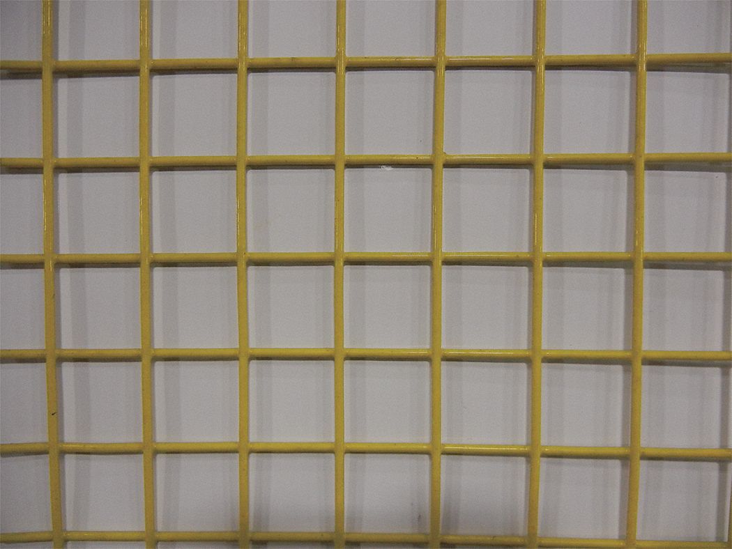 Carbon Steel Wire Mesh: 0.562 in Opening Size, 1 1/2 x 1 1/2 Mesh Size, 8 ft L, 4 ft W, Welded, PVC