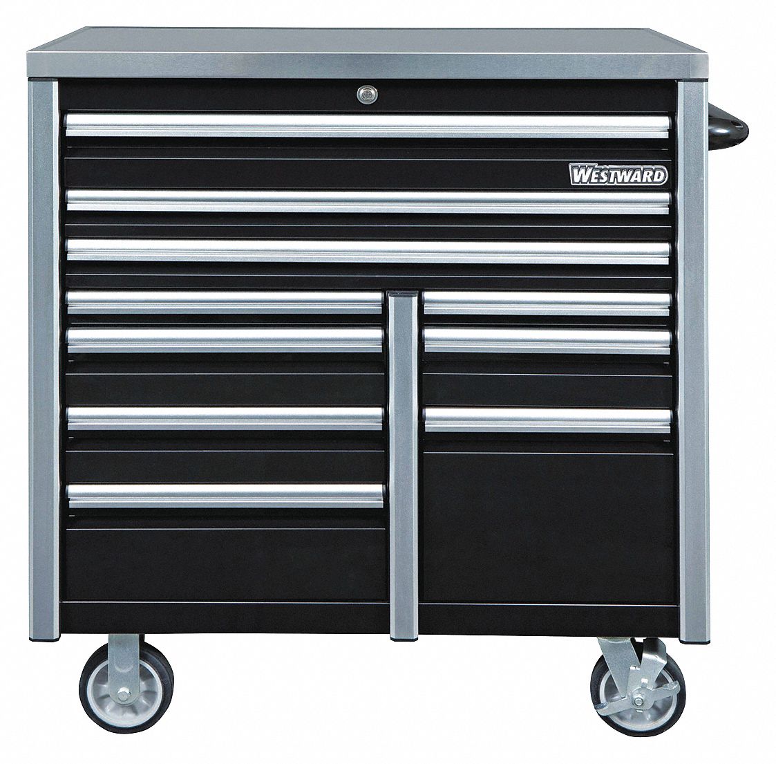 ROLLING CABINET,42"W,BLACK,10 DRAWER