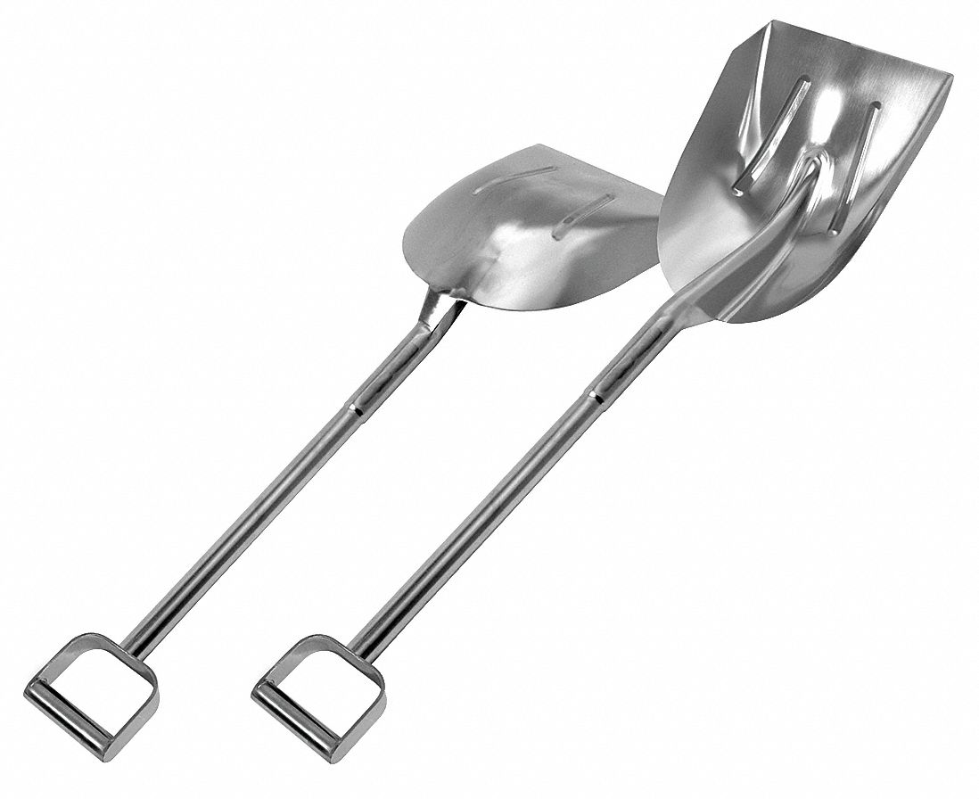 SANILAV, Silver, 14 in Blade Lg, Stainless Steel Shovel 49P109207R