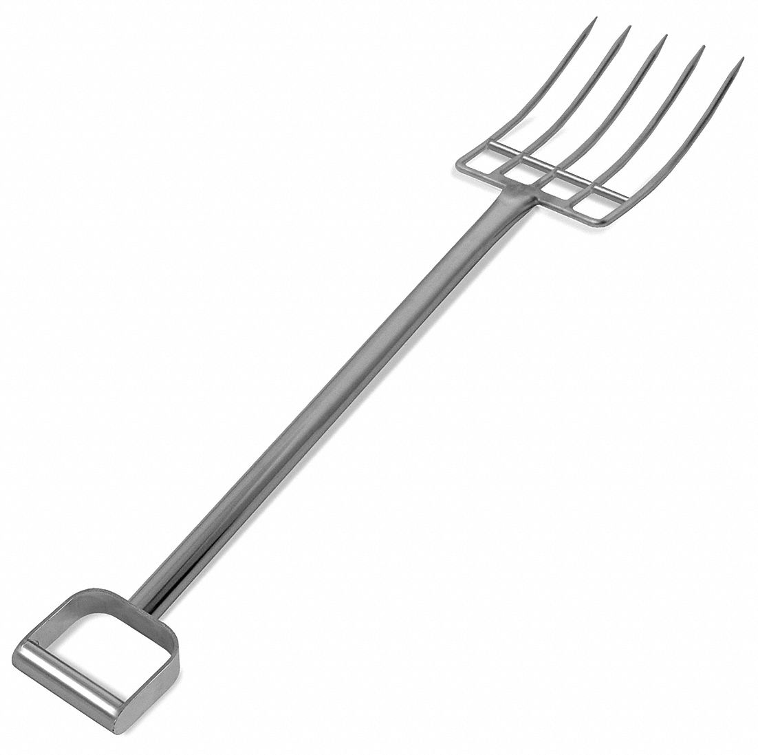 Reinforced Fork: 5 Tines, 12 in Tine Lg, 32 in Handle Lg, FDA Compliant, NSF Certified