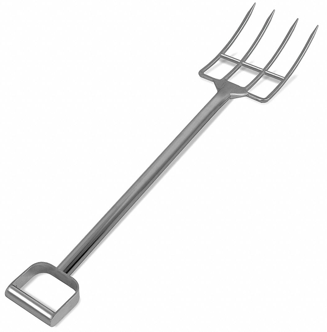 Reinforced Fork: 4 Tines, 12 in Tine Lg, 32 in Handle Lg, FDA Compliant, NSF Certified