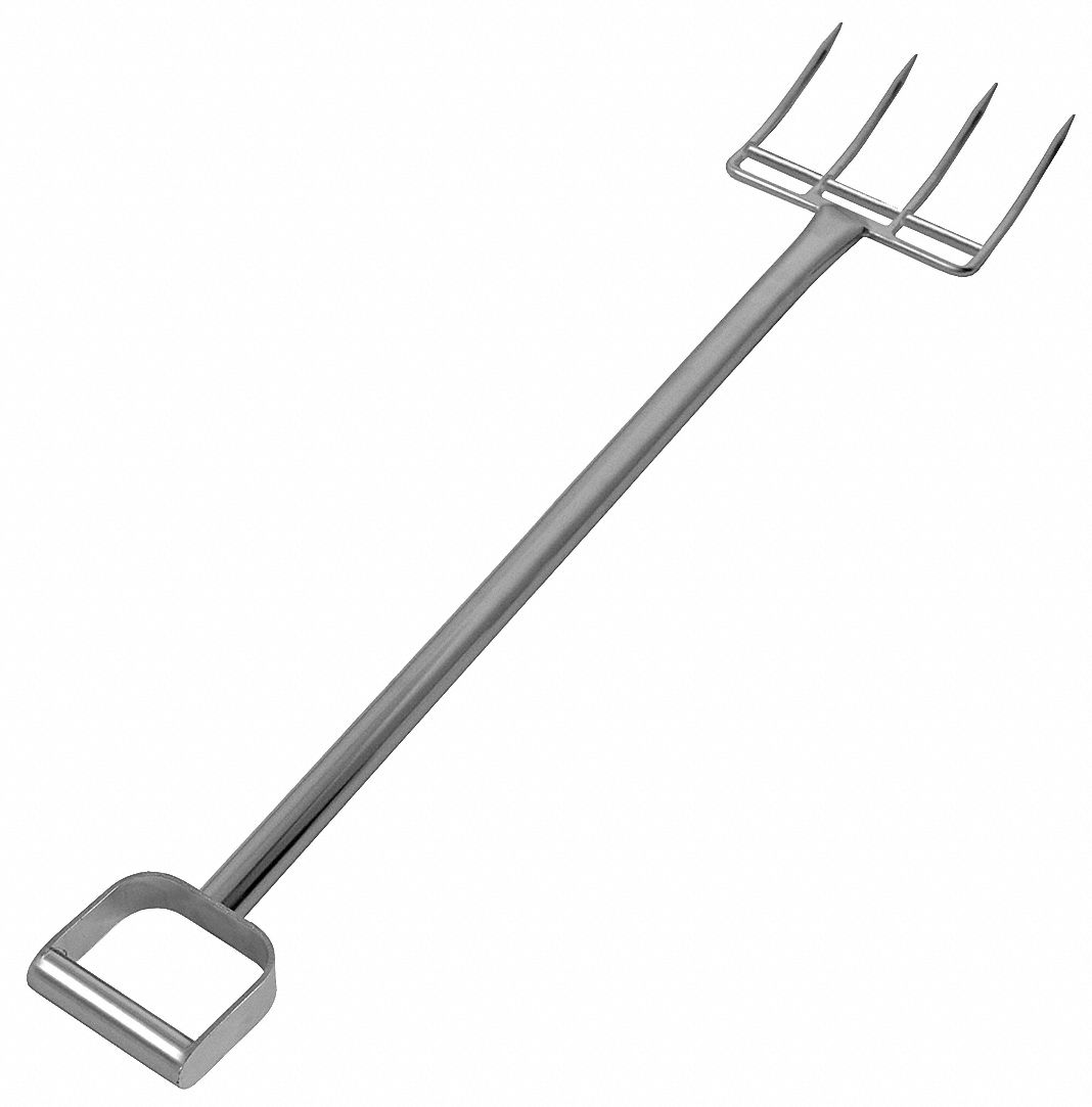 Reinforced Fork: 4 Tines, 12 in Tine Lg, 35 1/2 in Handle Lg, FDA Compliant, NSF Certified