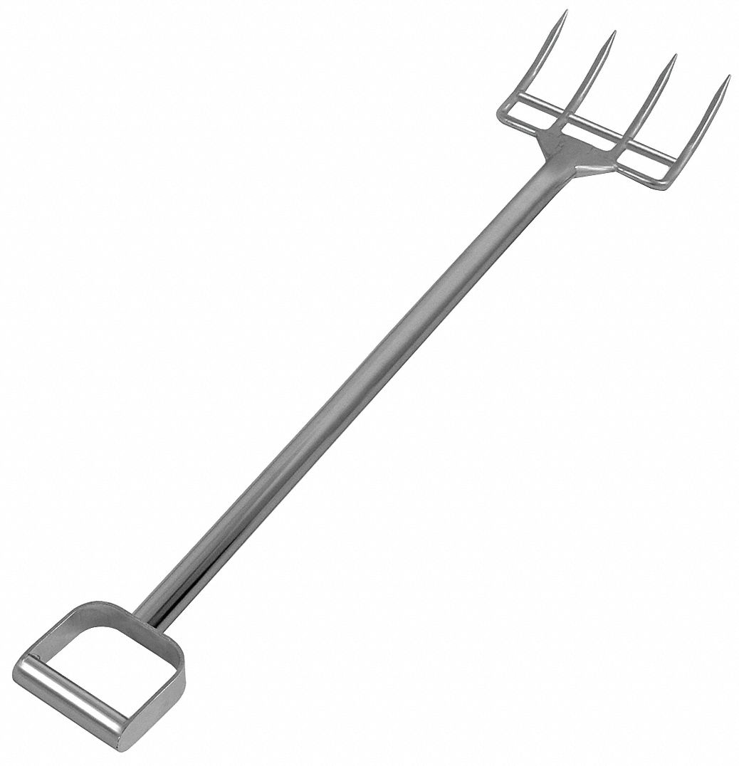 Reinforced Fork: 4 Tines, 12 in Tine Lg, 35 1/2 in Handle Lg, FDA Compliant, NSF Certified