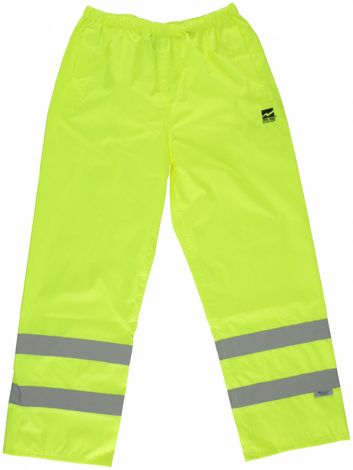 HI-VIS RAIN BIB PANTS, ANSI CLASS E, L 36 IN X 32, GREEN/YELLOW