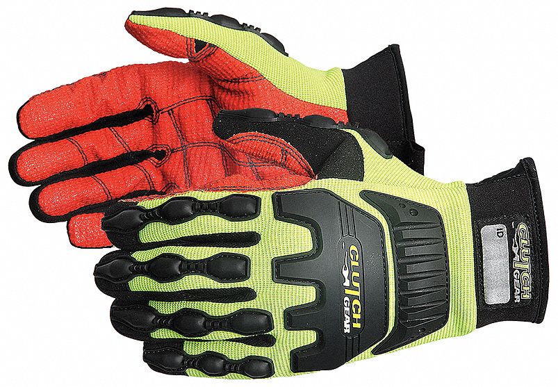Mechanics Gloves, Red Armortex® Palm Material, Full Finger, TPR Rubber Reinforced, 1 PR Grainger
