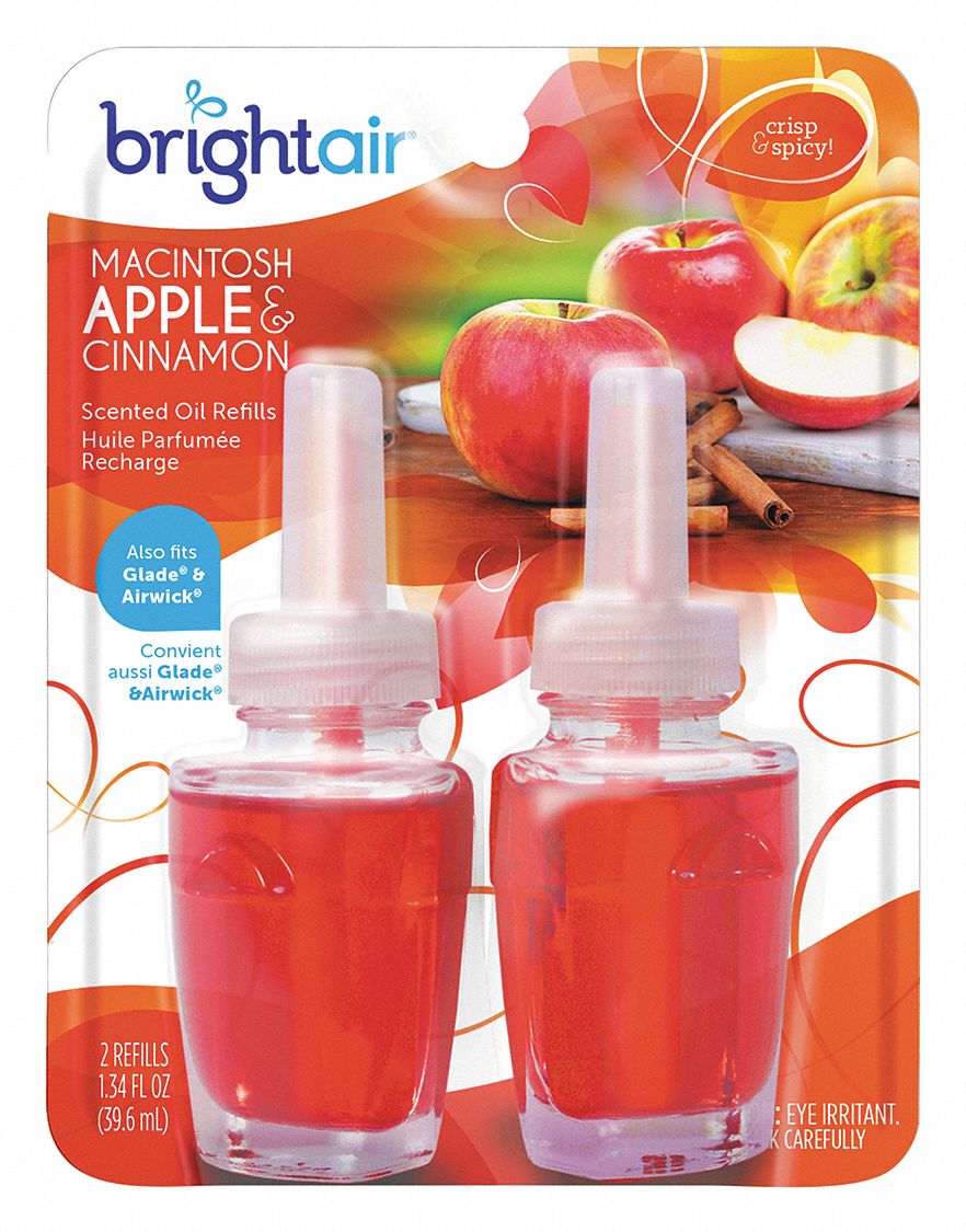 BRIGHT AIR Air Freshener Refill, No Series, 45 days Refill Life, Macintosh Apple and Cinnamon