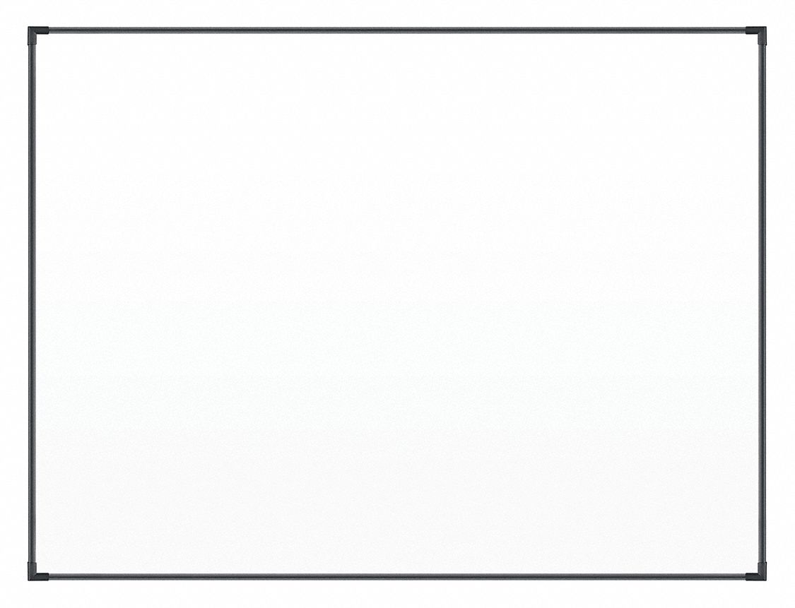 Dry Erase Board: Porcelain, Framed Style, Aluminum Frame, 36 in Overall Ht, White