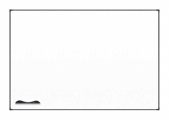 Dry Erase Board: Porcelain, Framed Style, Aluminum Frame, 48 in Overall Ht, White