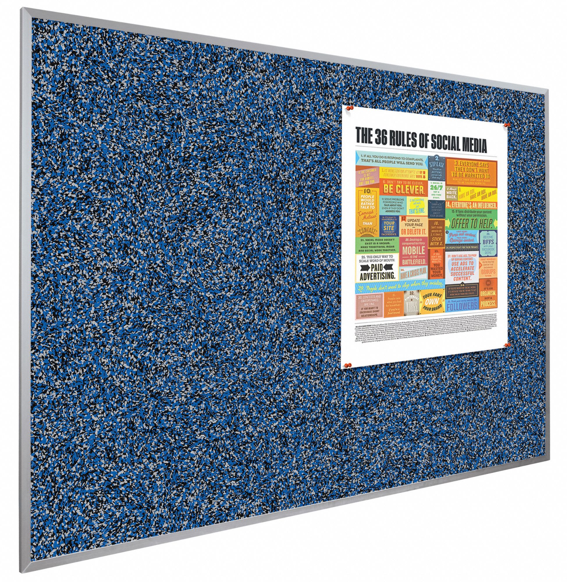 BESTRITE PushPin Bulletin Board, Recycled Rubber, 18 inH x 24 inW