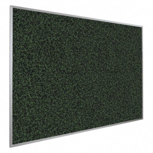 BESTRITE Bulletin Board 36 in Ht, 48 in Wd, Green, Silver, Mounting