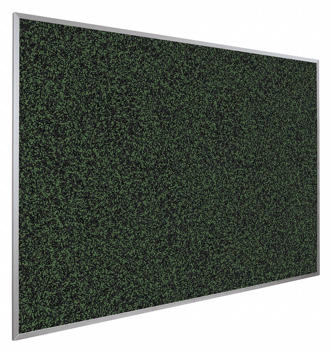 BESTRITE Bulletin Board 48 in Ht, 96 in Wd, Green, Silver, Mounting