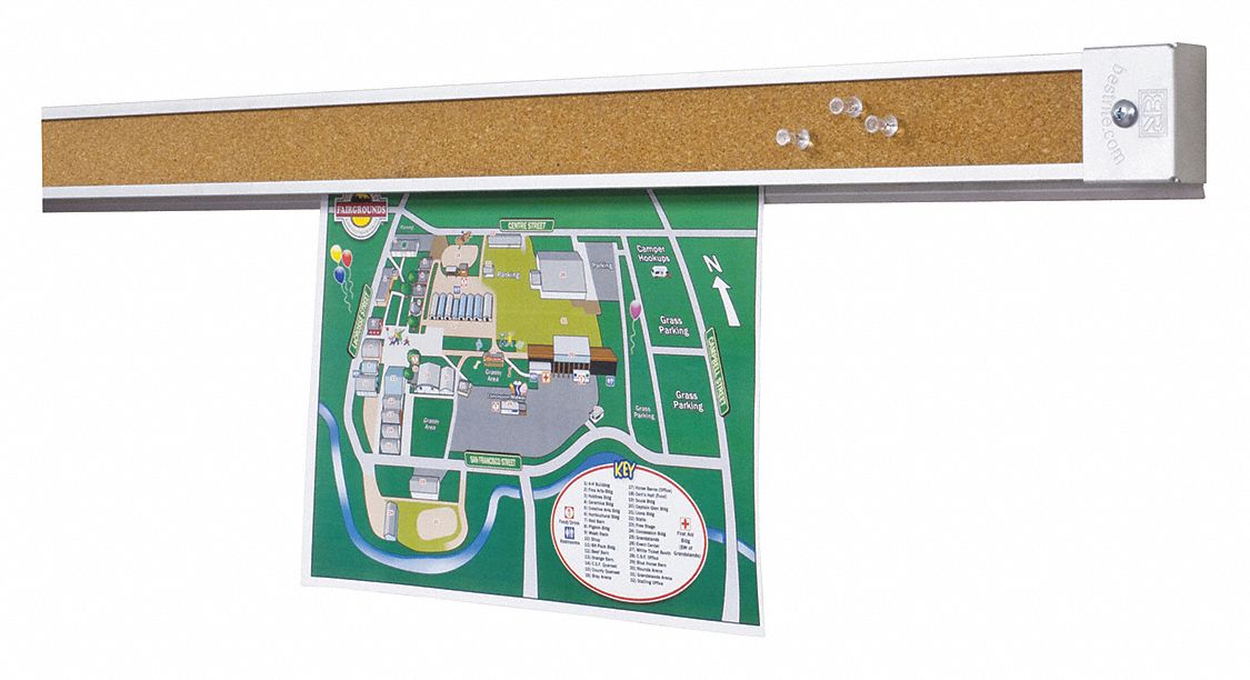 Display Rail: Cork Board, 2 1/2 in Overall Ht, 7 in Overall Wd, Natural, 6 PK