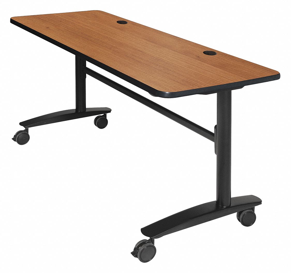 BALT Rectangle Mobile Flip Training Table, Amber Cherry, 60 inW x 24 in