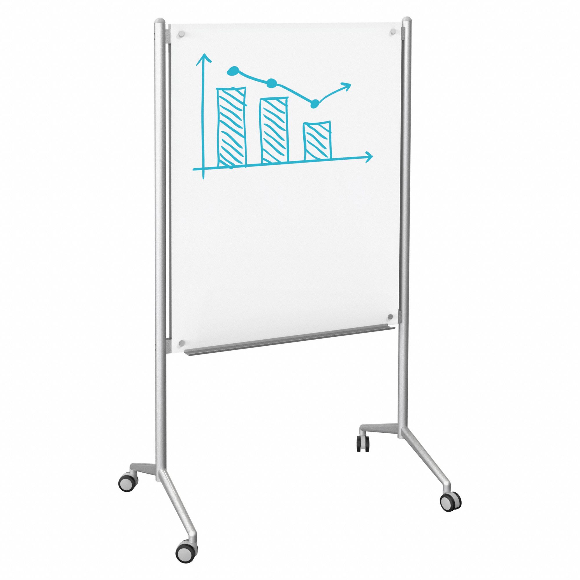 BESTRITE Dry Erase Board Mobile/Casters, 48 in Dry Erase Ht, 36 in