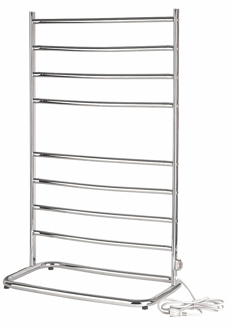 Towel Warmer: WR-WHC, 39 in x 25 in x 14 in, 24 in Bar Wd, Metal, Chrome-Plated