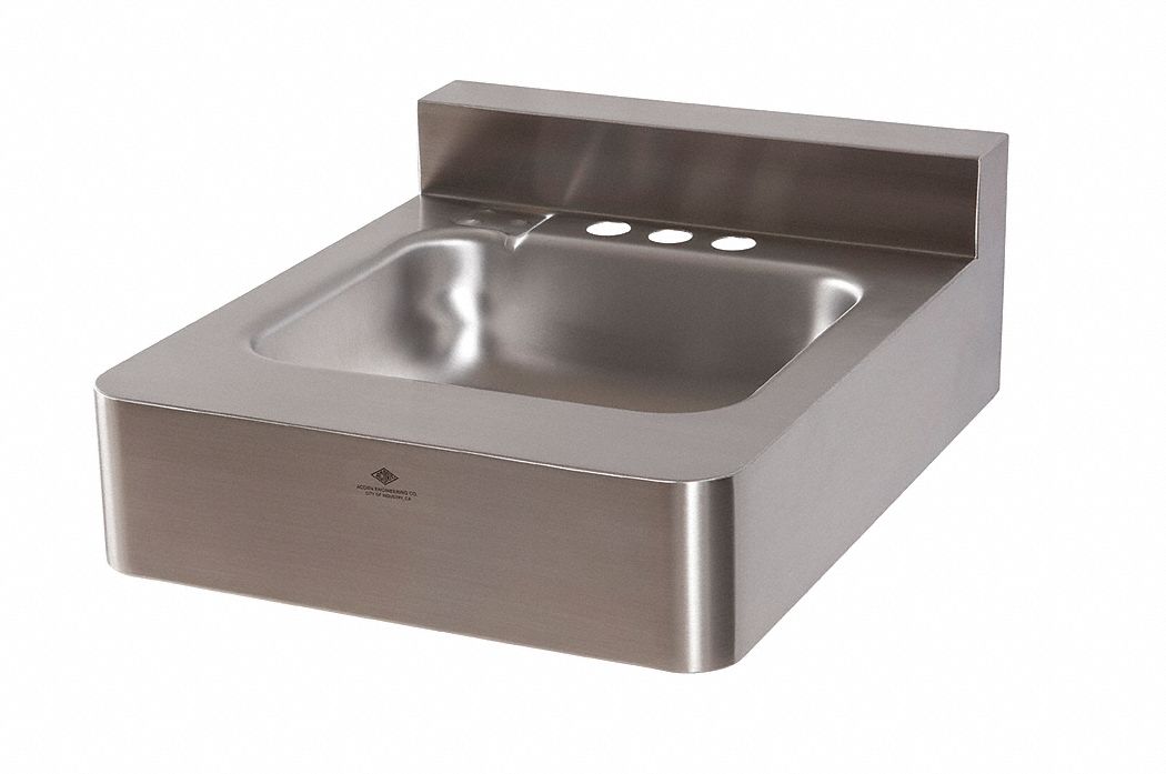 Lavatory Sink: Dura-Ware®, 1953 Series, Silver, Stainless Steel, 18 in Overall Lg, 22 in Overall Wd