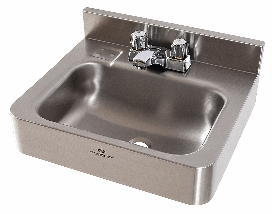 Lavatory Sink: Dual Manual Handle, Knob Faucet Handle, Dura-Ware®, 1950 Series, Silver