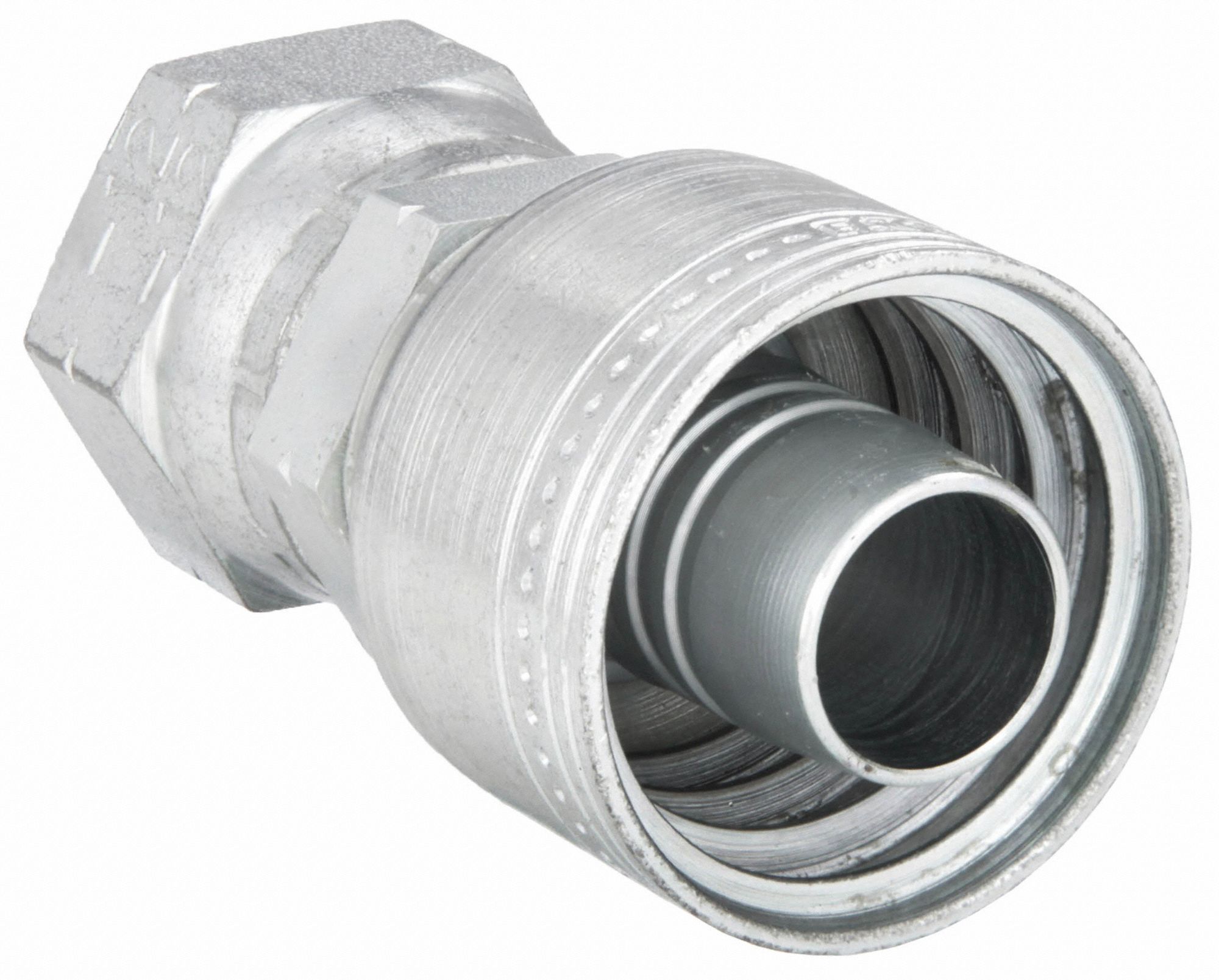 Hydraulic Crimp Fitting: Steel x Steel, Straight, -12 For Hose Dash Size, SAE x Crimp