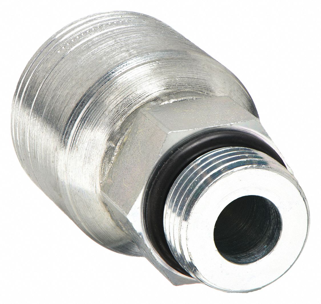 Hydraulic Crimp Fitting: Steel x Steel, Straight, -8 For Hose Dash Size, Male x Genderless