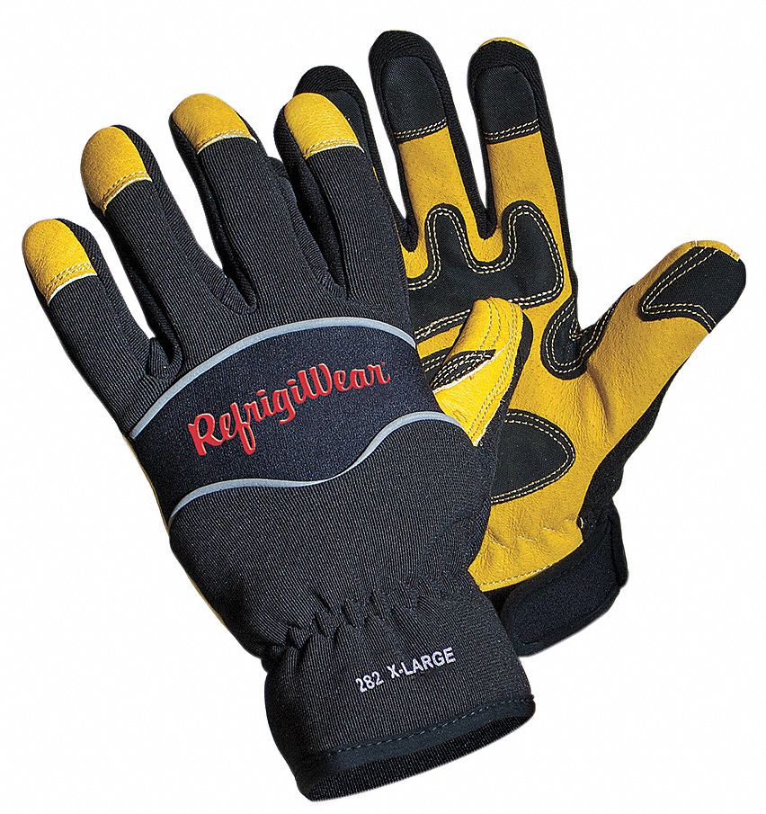 RefrigiWear Fiberfill Insulated Tricot Lined Ergo Goatskin Leather Gloves
