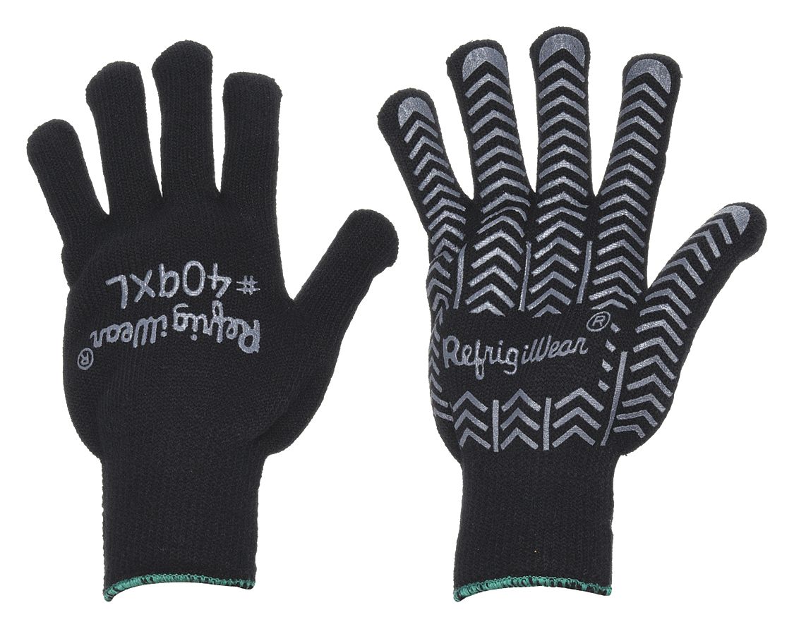 Refrigiwear Cold Protection Gloves, L, Black, PK12