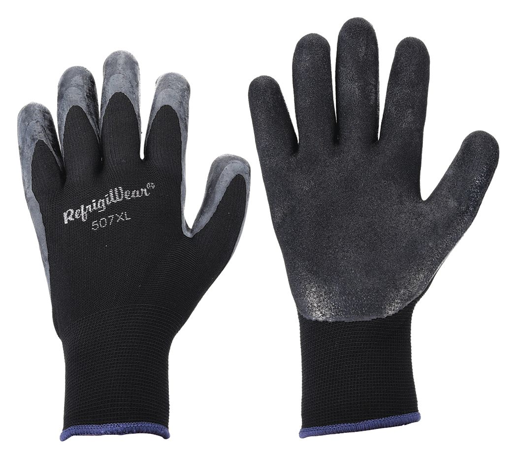 Coated Gloves: L ( 9 ), Palm, Double Dipped, Nitrile, Palm, Nitrile, Sandy, Black, 1 PR