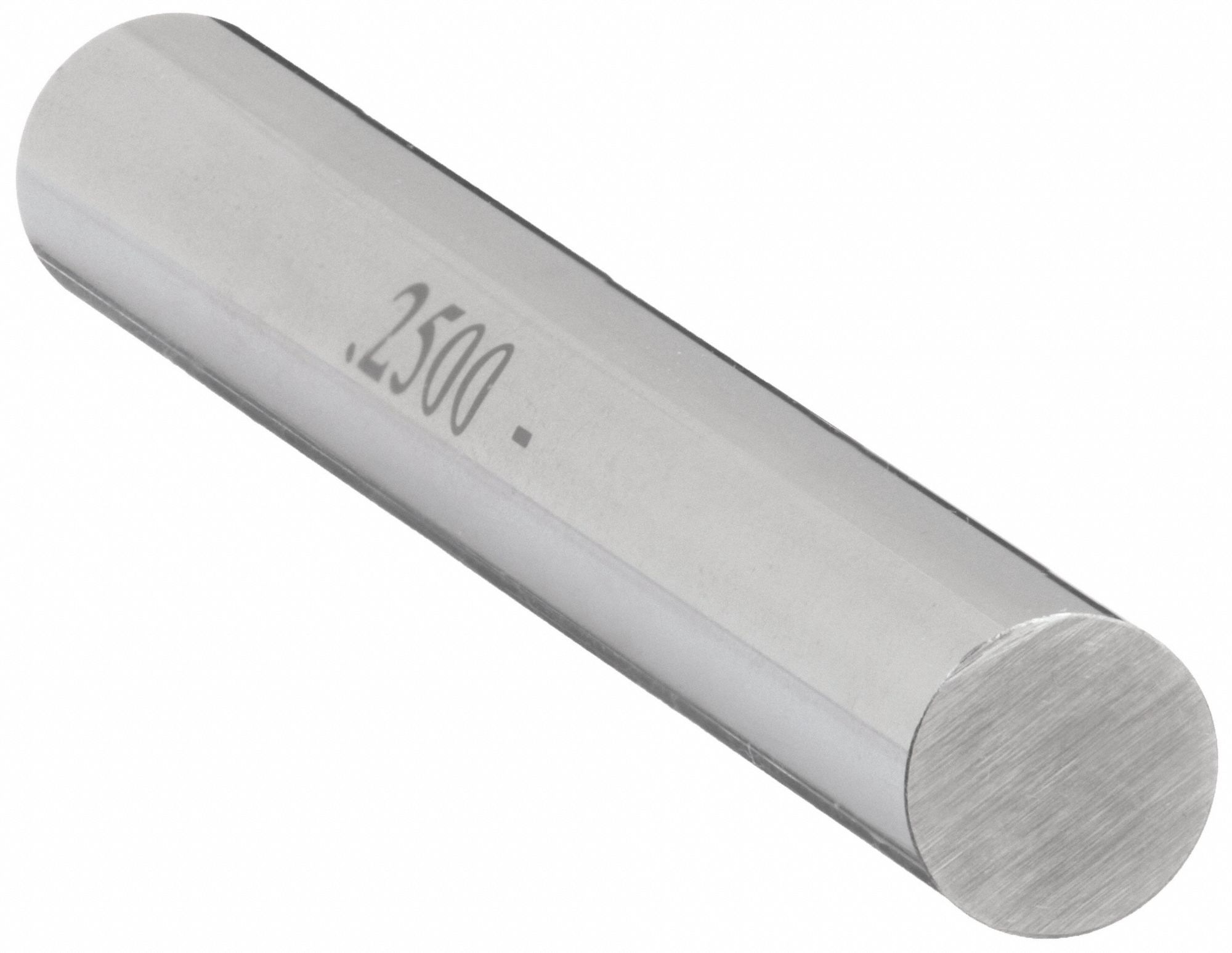 Class X No-Go Pin Gauge: 0.2500 in Dia, 0.00004 in Tolerance, 2 in, Uncoated Steel