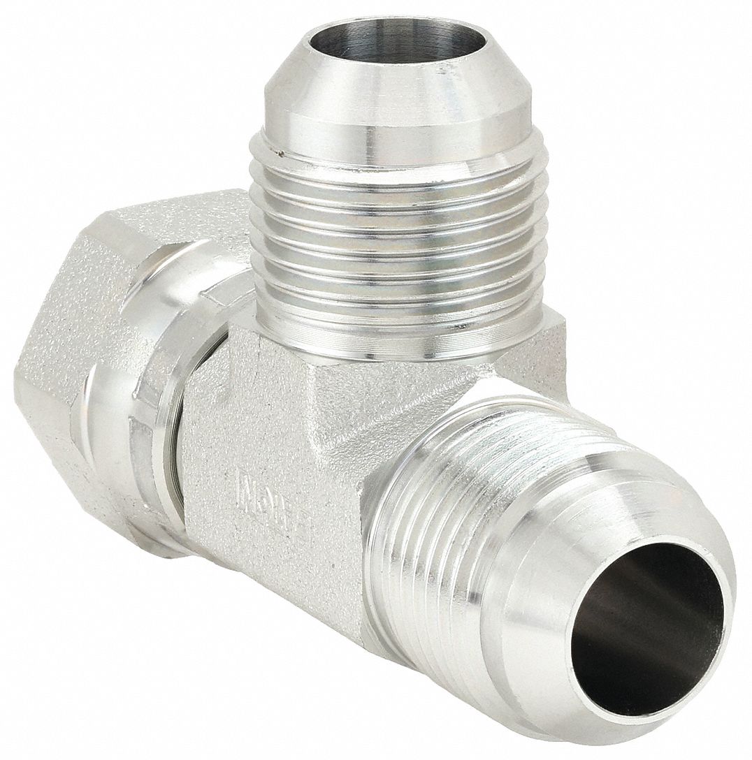Hydraulic Hose Adapter: 3/4 in x 3/4 in x 3/4 in Fitting Size, Female x Male x Male, ORB x JIC x JIC