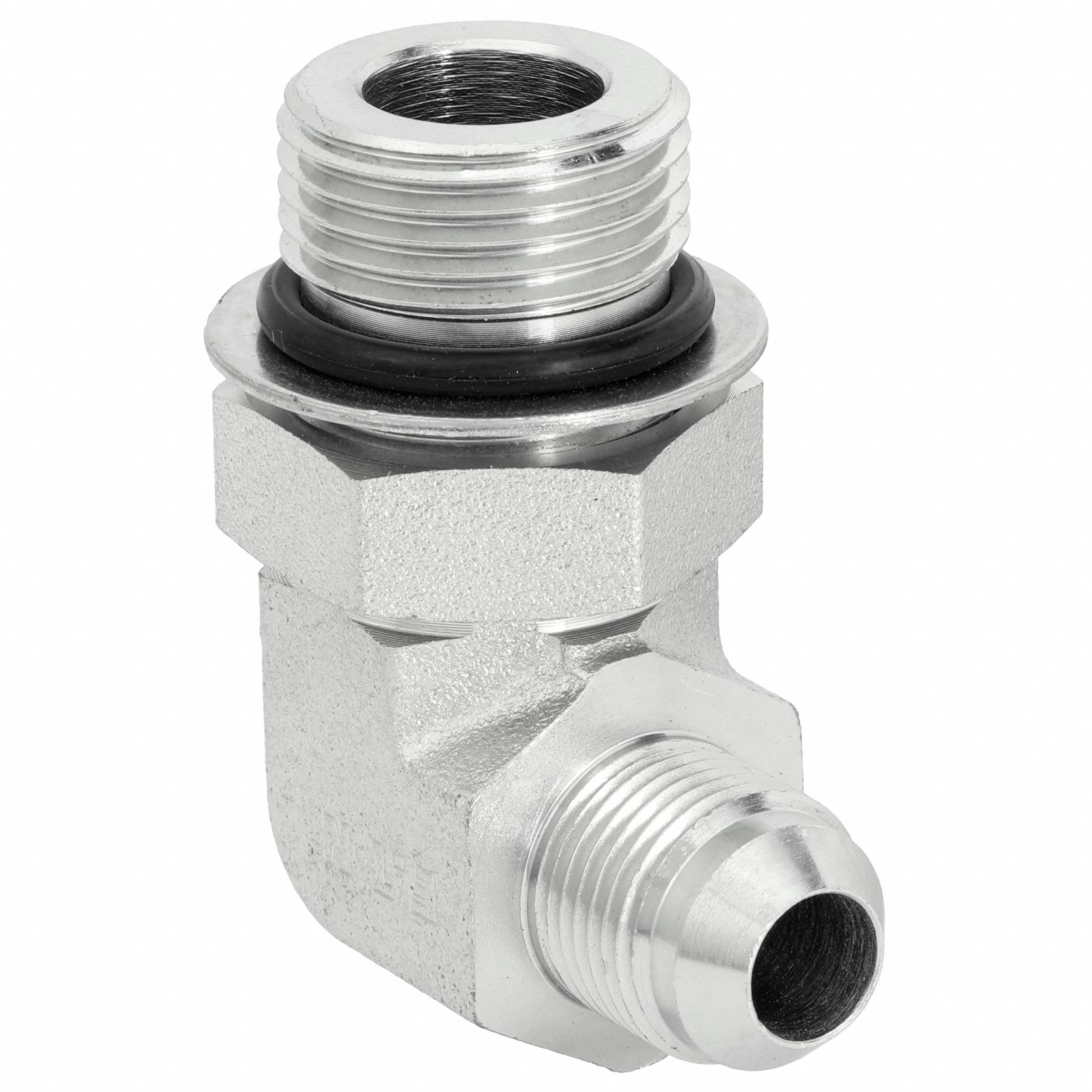 Hydraulic Hose Adapter: 3/4 in x 1/2 in Fitting Size, Female x Female, ORB x JIC, Rigid, 90° Elbow