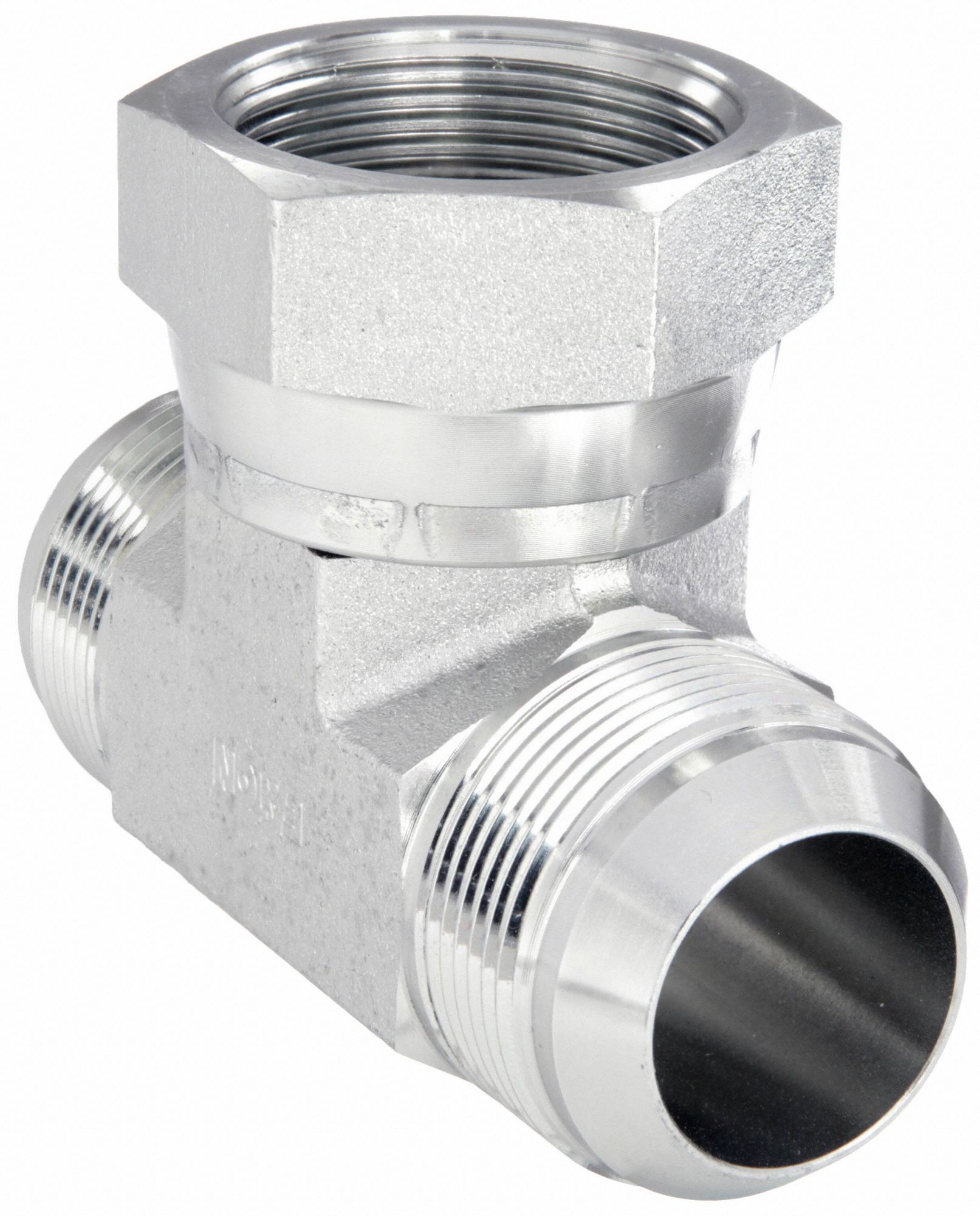 Hydraulic Hose Adapter: 1 1/4 in x 1 1/4 in x 1 1/4 in Fitting Size, Female x Male x Male, Swivel