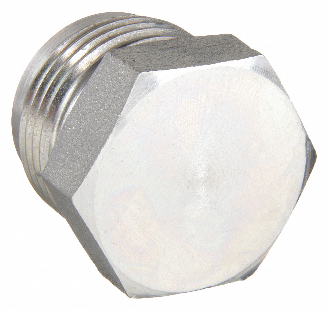 Hydraulic Hose Plug: Carbon Steel, 1 in Fitting Size, 4, 000 psi Max. Working Pressure @ 70 F, JIC