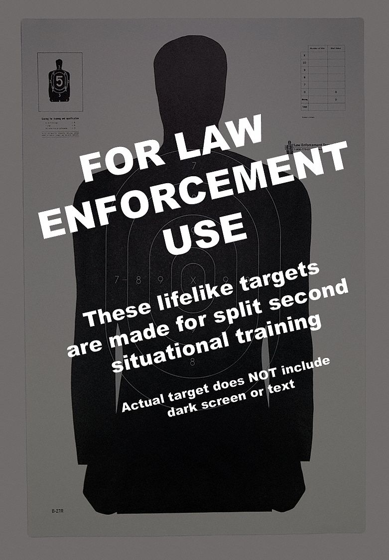 Shooting Range Targets: Paper, Silhouette Target, 35 in Ht, 23 in Wd, Black, 100 PK