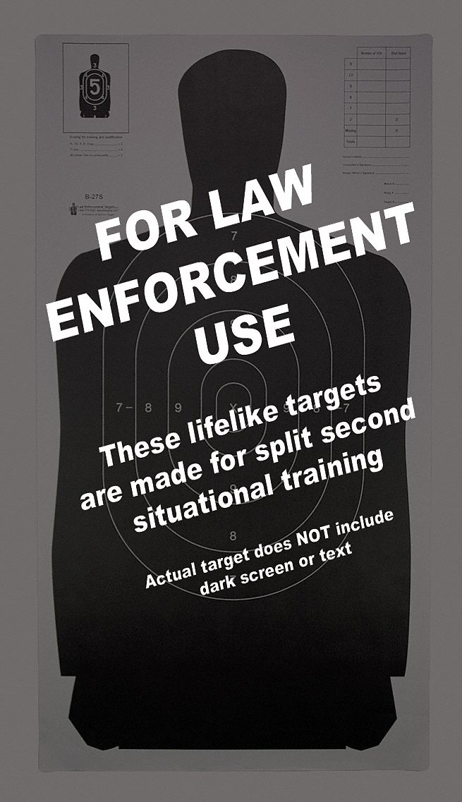 Shooting Range Targets: Paper, Silhouette Target, 3 3/4 ft Ht, 24 in Wd, Black, 100 PK